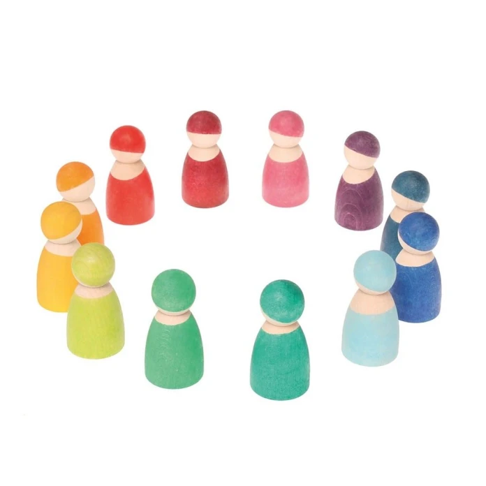 Duendes de madera multicolores pack de 12