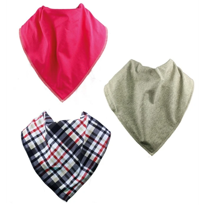 Pañuelos baberos bibbles - tartán/frambuesa/gris