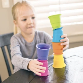 Vasos apilables con ventosa, pack de 6