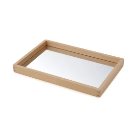 Bandeja pequeña de madera con espejo