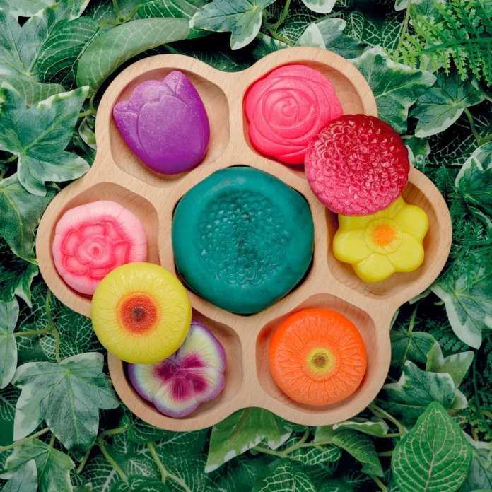 Piedras flores sensoriales x 8