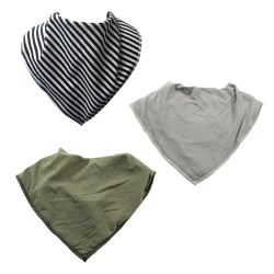 Pañuelos baberos bibbles - caqui/gris/rayas x 3