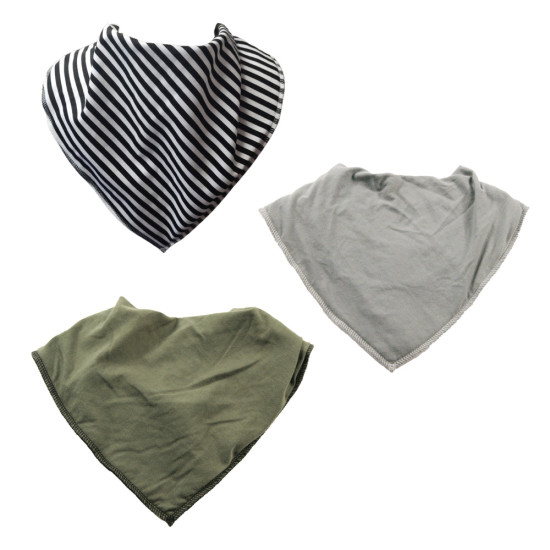 Pañuelo babero bibbles caqui/gris/rayas