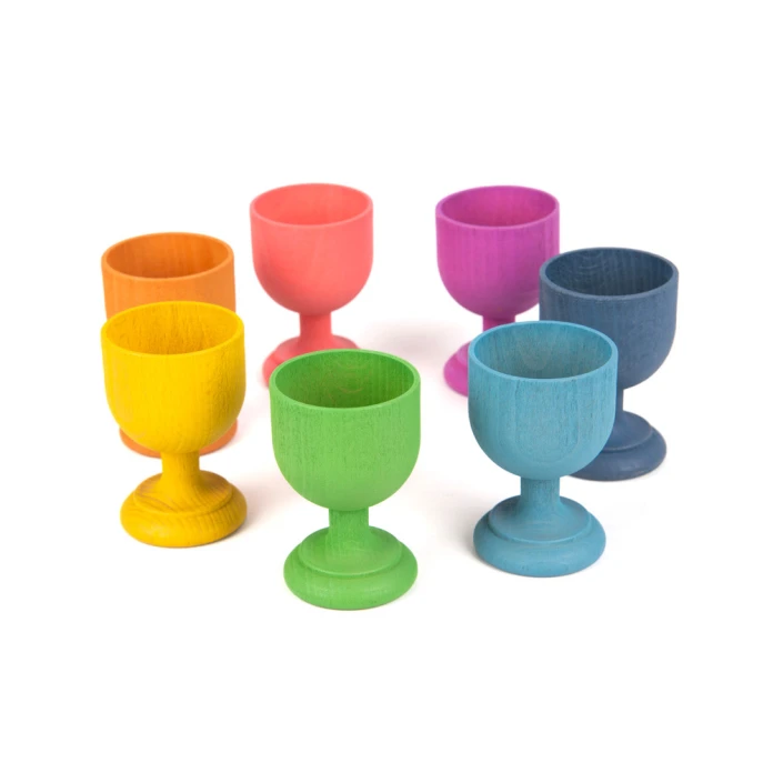 Hueveras de madera arcoíris x 7