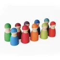 Duendes de madera multicolores en pack de 12