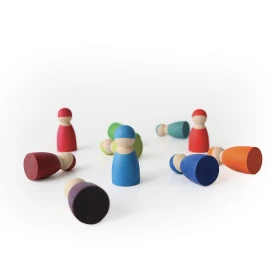 Duendes de madera multicolores por 12