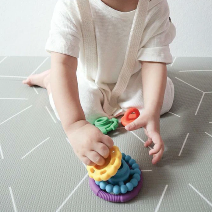 Juguete de dentición para apilar arcoíris