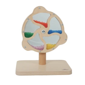Molinillo de madera – Espejo y canicas