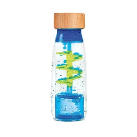 Botella sensorial espiral azul