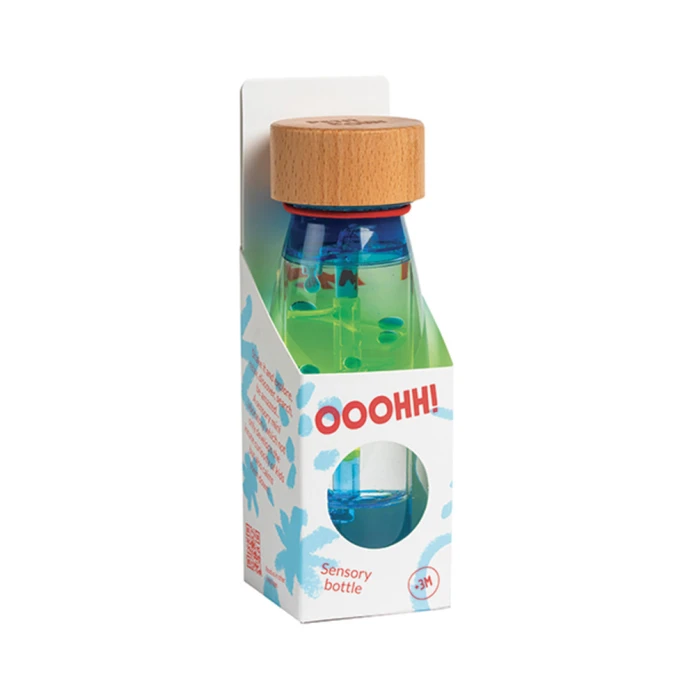 Botella sensorial espiral azul