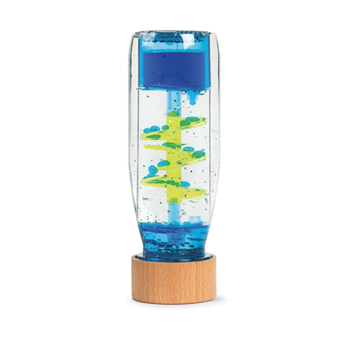 Botella sensorial espiral azul