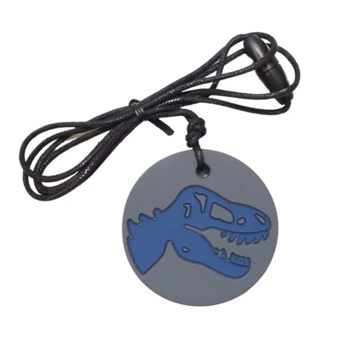 Collar dino - gris y azul
