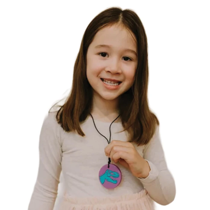 Collar dino - violeta y verde