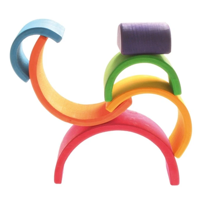 Arco iris de madera multicolor - 17 cm (6 piezas)