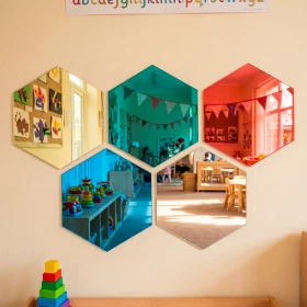 Espejos hexagonales de colores, 5 unidades